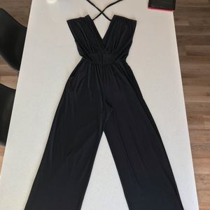 Black jersey knit jumpsuit